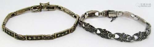 2-VINTAGE STERLING MARCASITE BRACELETS