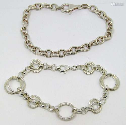 2-STERLING CIRCULAR LINK BRACELETS