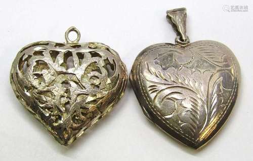 2-VTG STERLING HEART LOCKET/PENDANTS