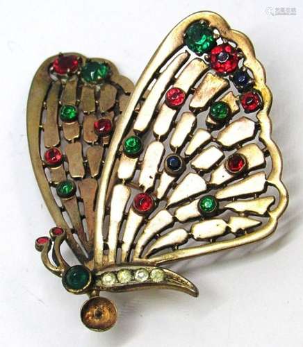 VTG GINER STERLING 3D BUTTERFLY BROOCH WITH