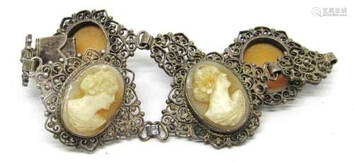 7 INCH VTG FILIGREE CAMEO PANEL BRACELET