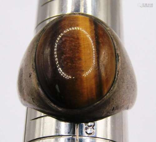 SIZE 7.5 STERLING MEN S RING WITH TIGER EYE