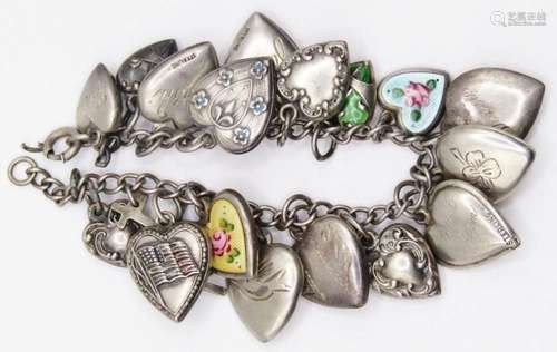 VINTAGE STERLING CHARM BRACELET LOADED WITH