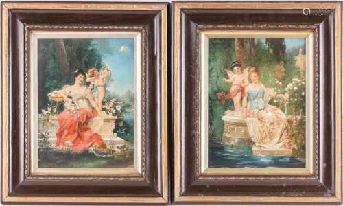 19th century Continental school, two allegorical works, each...