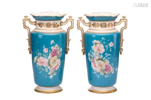 A pair of Paris porcelain baluster vases, 19th/ 20th century...