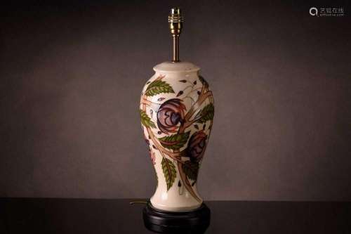 A contemporary large Moorcroft baluster table lamp, with tub...