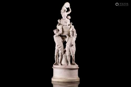 A large French Niderviller Parian ware figure group, four ge...