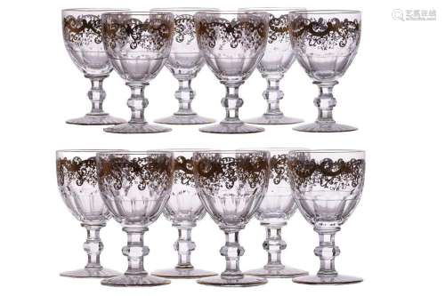 Saint Louis: a set of six small Trianon crystal glass water ...
