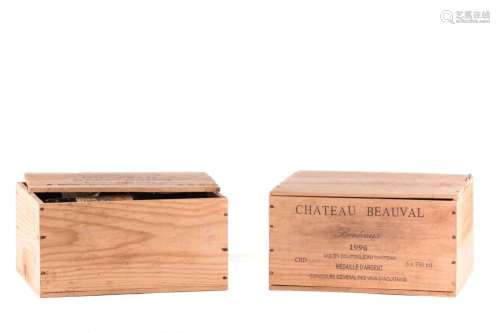 Six bottles of 1996 Chateau Beauval Bordeaux, sealed OWC, to...