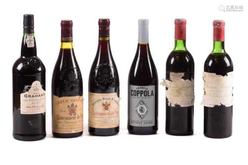 Five bottles of assorted wine, comprising: 1969 Chateau Bran...