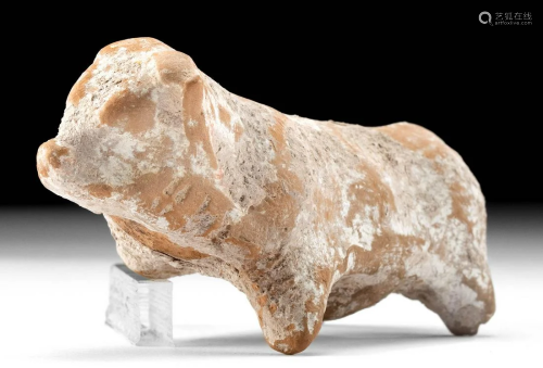 Greek Terracotta Votive Horned Bull