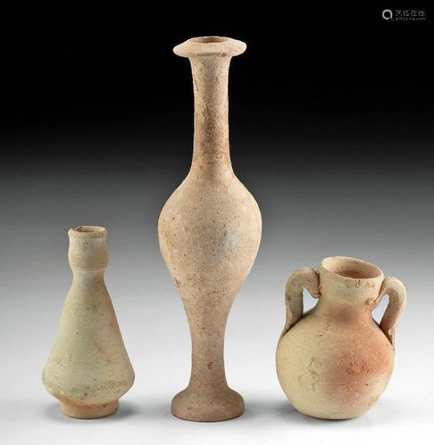 Hellenistic Pottery Spindle Jar + 2 Holyland Vessels