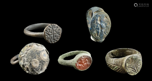 5 Roman, Parthian, Byzantine & Visigothic Metal Rings