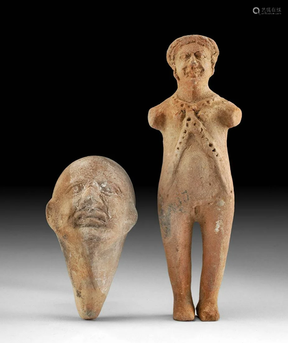 Roman Pottery Figure & Head