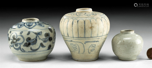 Near-Miniature 16th C. Vietnamese Anamese Pottery Jars