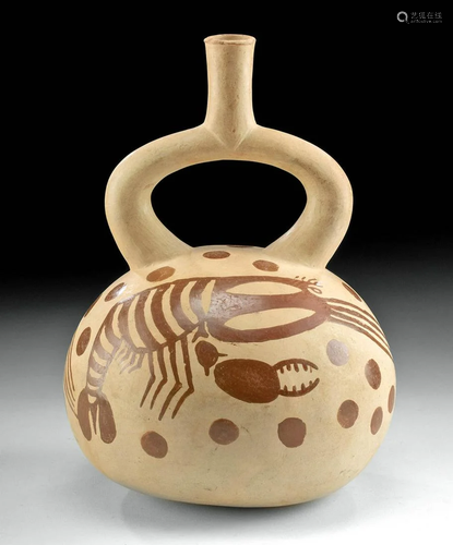 Moche Fineline Pottery Vessel w/ Crawfish