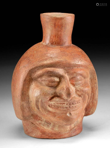 Moche Redware Portrait Vessel - SmilingFace