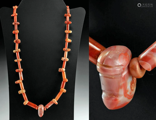 Tairona Carnelian Bead Necklace w/ Grub Worms