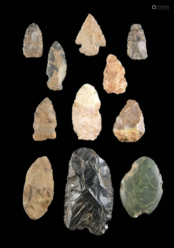 Archaic Hohokam Anasazi Chert / Obsidian Tools (11 pcs)