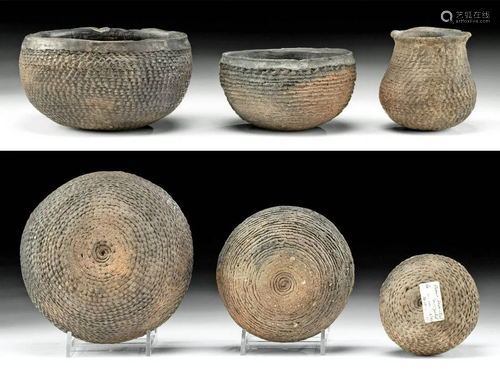 Prehistoric Mogollon Corrugated Pottery Vessels (3)