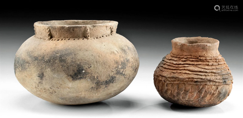 Prehistoric Anasazi Corrugated Jar & Mississippian Jar