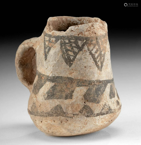 Miniature Anasazi Pottery Black on White Mug