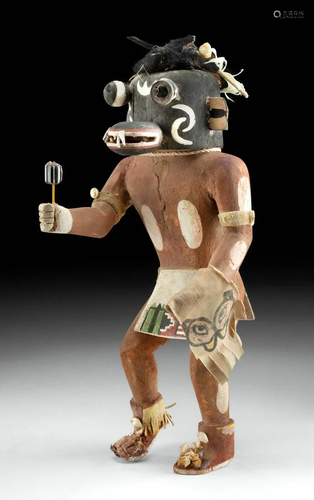 20th C. Hopi Wood Kachina of Black Ogre / Nataska