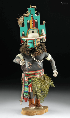 Large 20th C. Hopi Wood Hemis Kachina by Tino Youvella