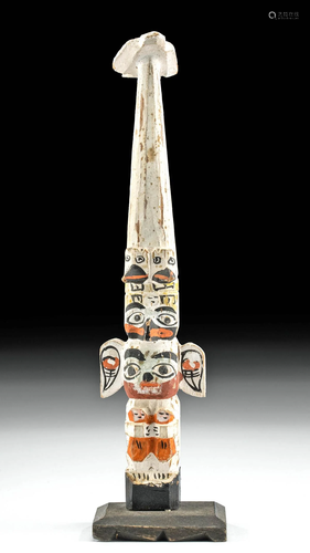 1930s Pacific Northwest Haida Painted Wood Totem Pole