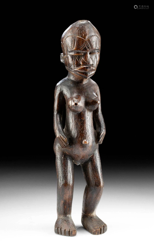 20th C. African Makonde Wood Nude Female Fertility