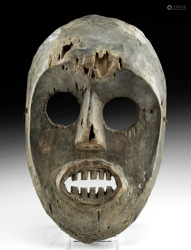 20th C. African Ivory Coast Dan Wood Face Mask