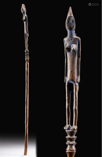 Early 20th C. African Mende Wood Prestige Staff