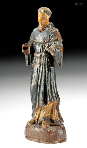 19th C. Filipino Painted Wood Santo, St. Francis