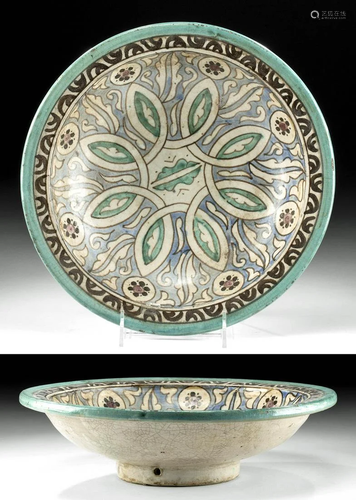 19th C. Moroccan Glazed Pottery Bowl, ex Museum