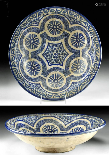 19th C. Moroccan Blue-on-White Bowl, ex-Museum