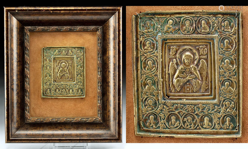 18th C. Russian Brass Icon "Angel The Blessed Silence&q...