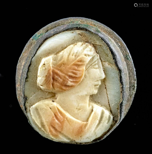 19th C. European Shell Cameo w/ Copper Setting