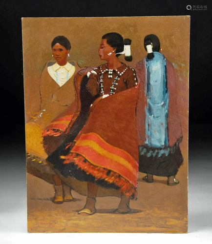 Signed Paul Forster Painting - 3 Hopi Women