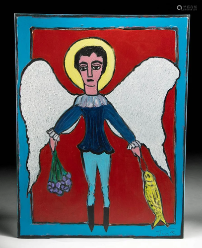 Signed Rudy Turk Painting "The Angel Raphael" (199...