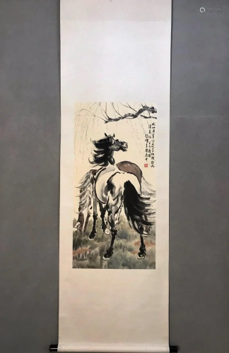 Chinese Rice Paper Scroll Painting - Xu Beihong
