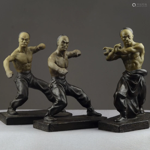 Three Ceramic Figure Sculptures - Kung Fu