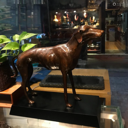 Japanese Showa Period Bronze Dog Sculpture