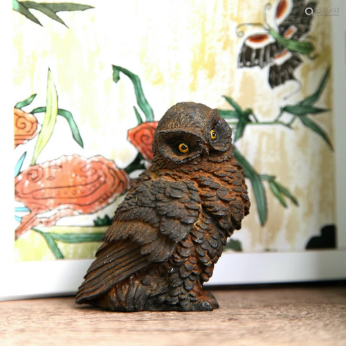 An iron owl sculpture - Japan