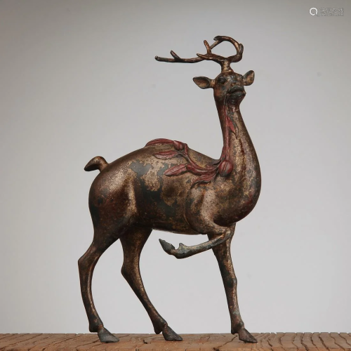 Ancient Chinese Bronze Deer Sculpture