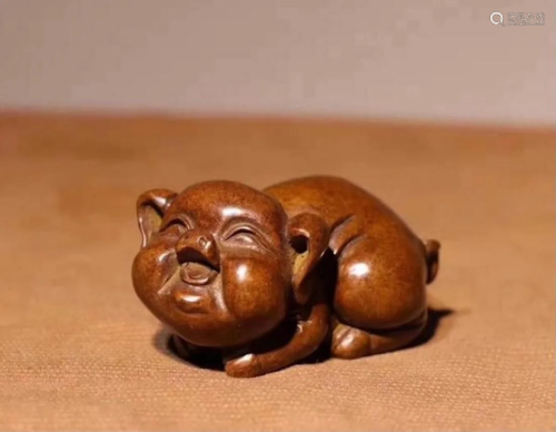 Japanese Showa Bronze Animal Sculpture - Pig