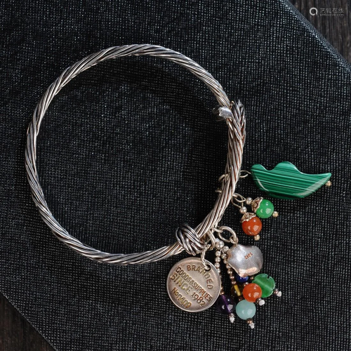 Silver bracelet with gemstones