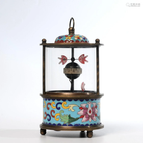 Cloisonne enamel mechanical goldfish clock