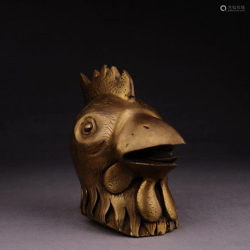 Exquisite Chinese bronze Zodiac Sculpture-Chicken