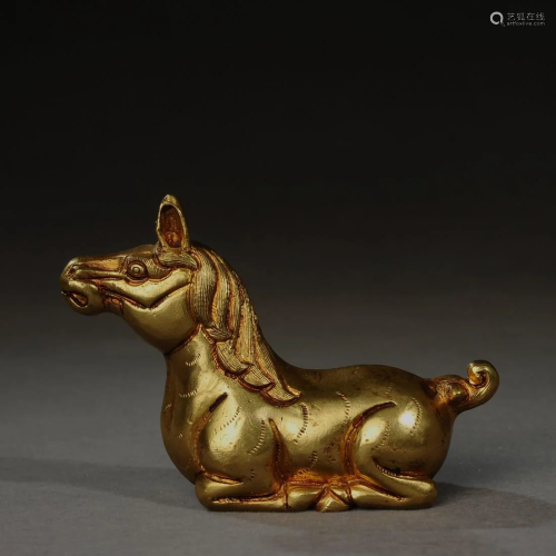 Japanese Meiji period bronze gilt horse sculpture