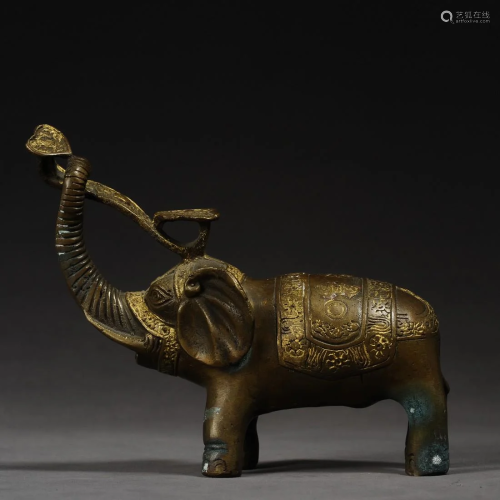 A bronze elephant sculpture